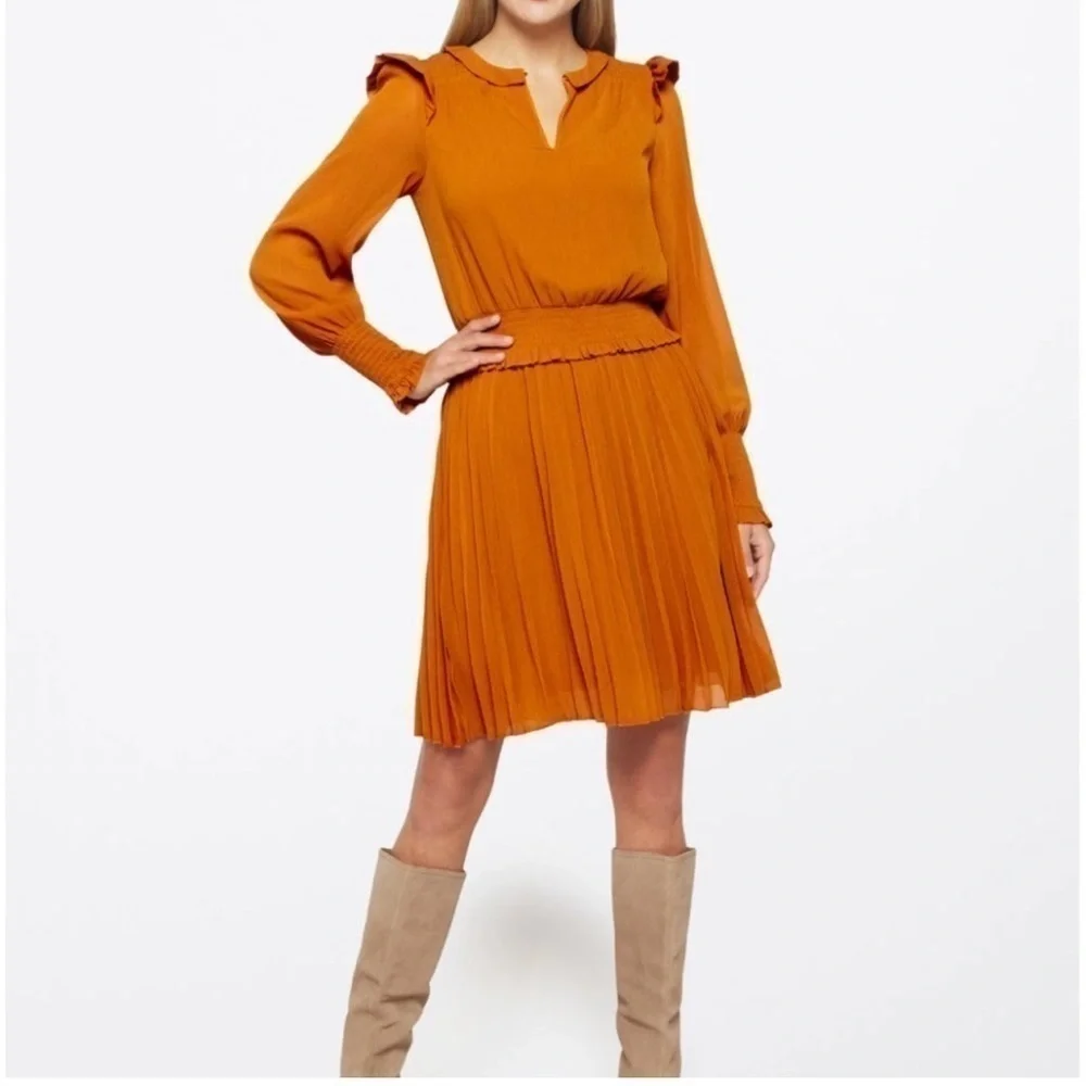 Scotch & Soda Smocked Mini Dress in Pumpkin Spice